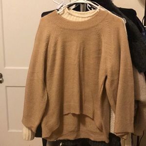 oversized beige sweater wide sleeves